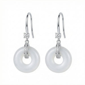 Boucles d'Oreilles Argent Pierre Ronde Polis