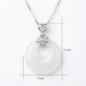 Collier Argent 925 Pierre Blanche Donut Cœur Trèfle