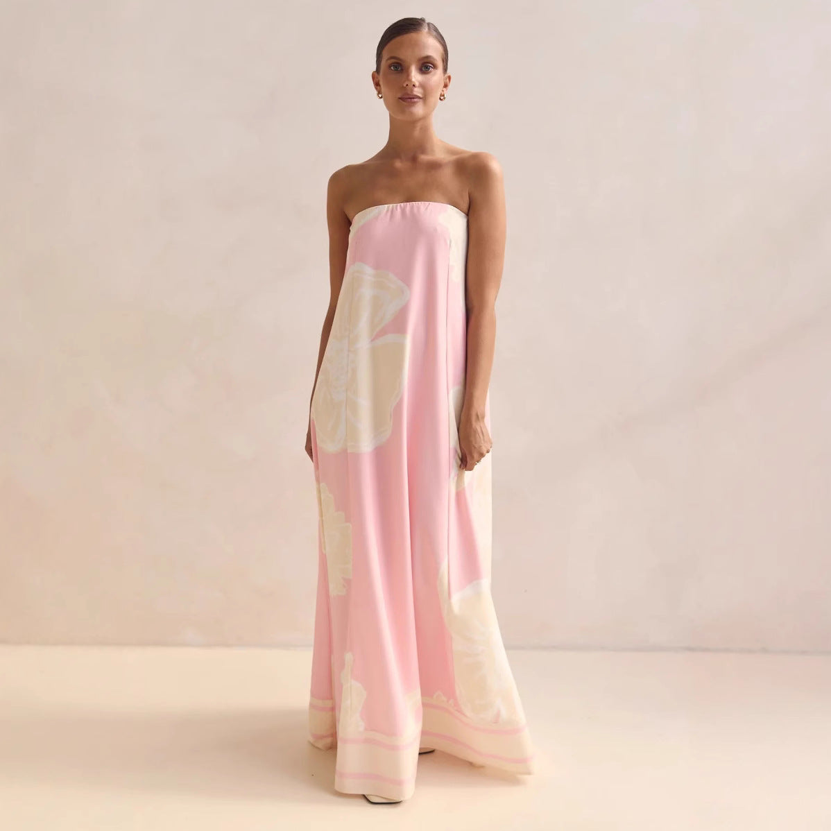 Robe Imprimée Épaules Dénudées Femme
