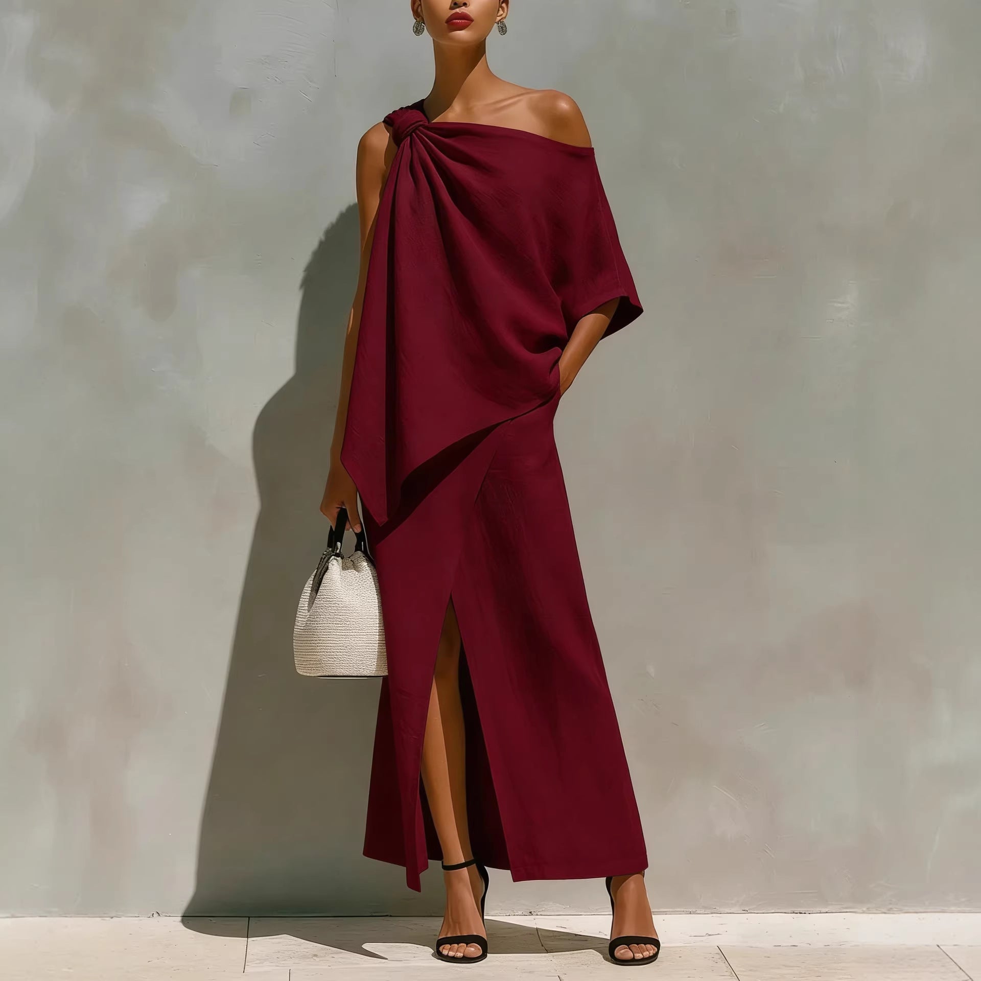 Ensemble Épaules Dénudées Top And Skirt 2 Pièces Set