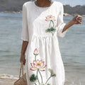 Robe Casual Imprimée Fluide Longue
