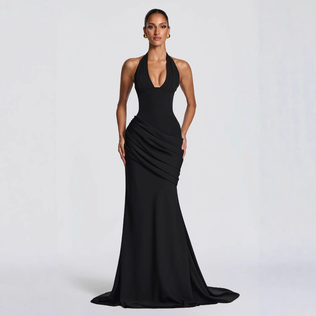 Robe Élégante Dos Nu à Taille Marquée