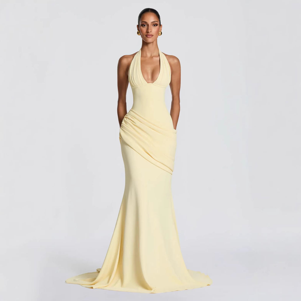 Robe Élégante Dos Nu à Taille Marquée