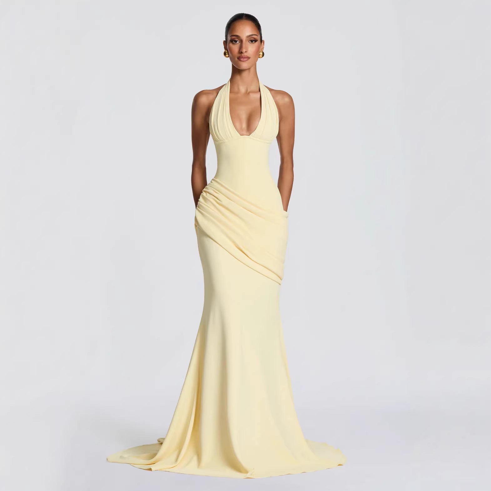 Robe Élégante Dos Nu à Taille Marquée