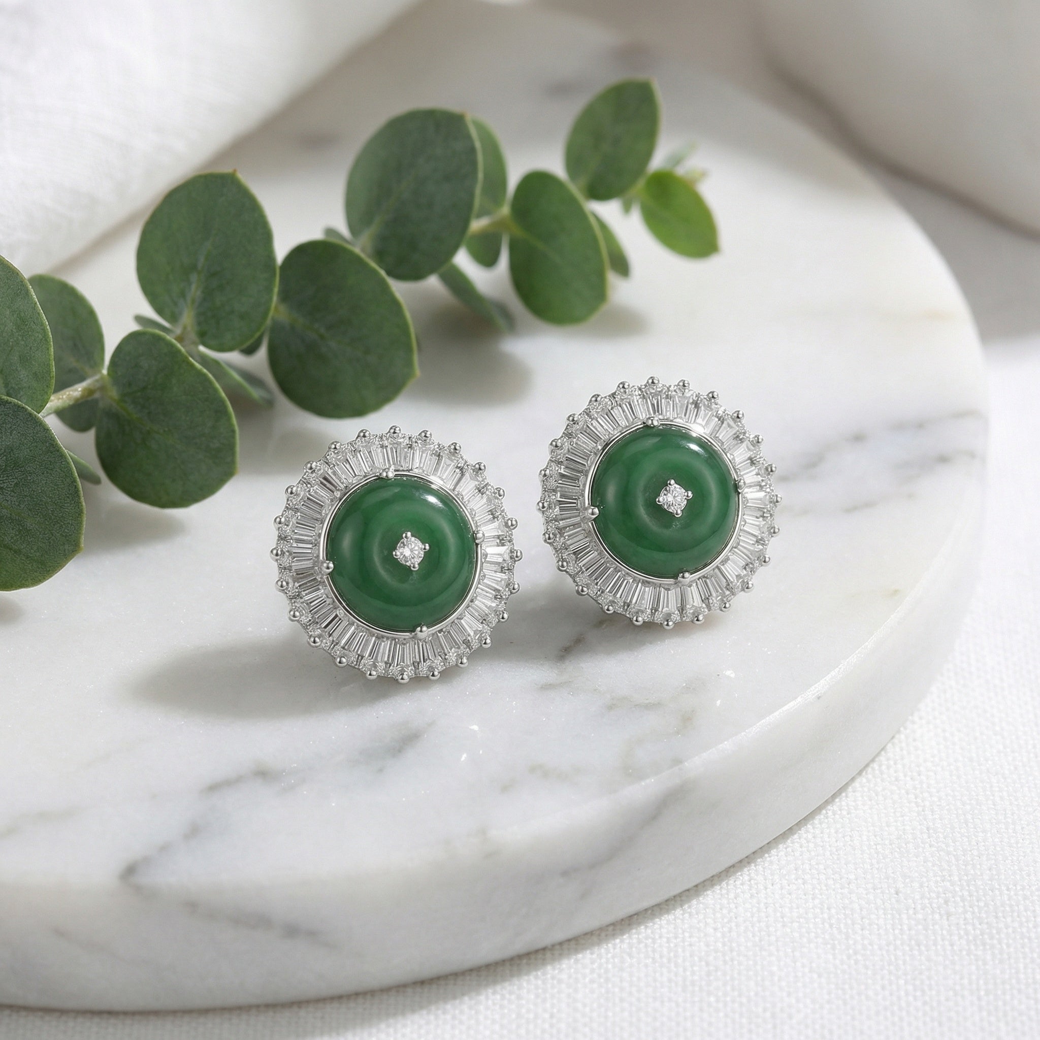 Bague Argent 925 Jade Vert Circulaire