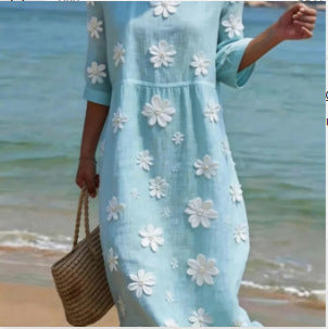Robe Rayée col V élégante