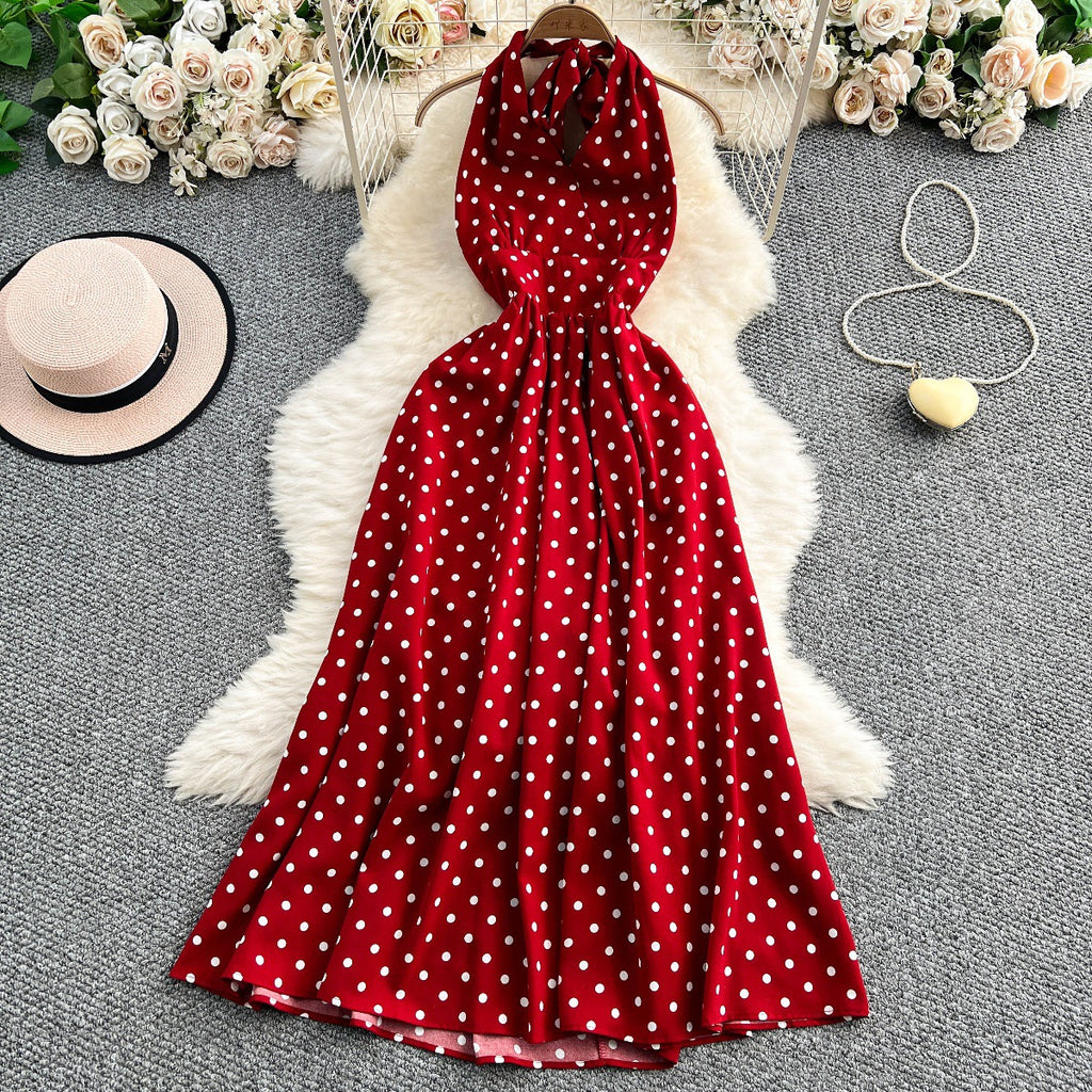 Robe Halter Pois Chic Style Français