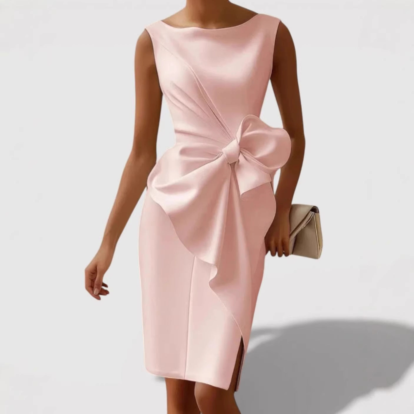 Robe ajustée cintrée avec nœud