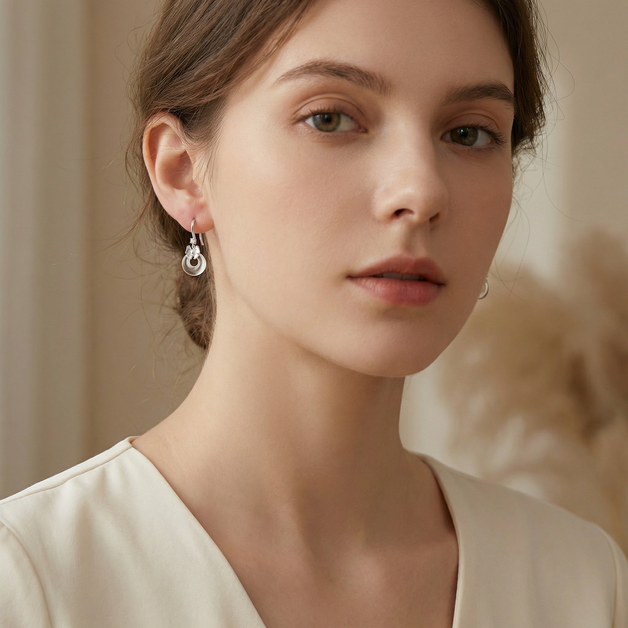 Boucles d'Oreilles Argent 925 Nœud Cristal