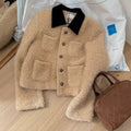 Veste courte femme col revers blocs de couleur