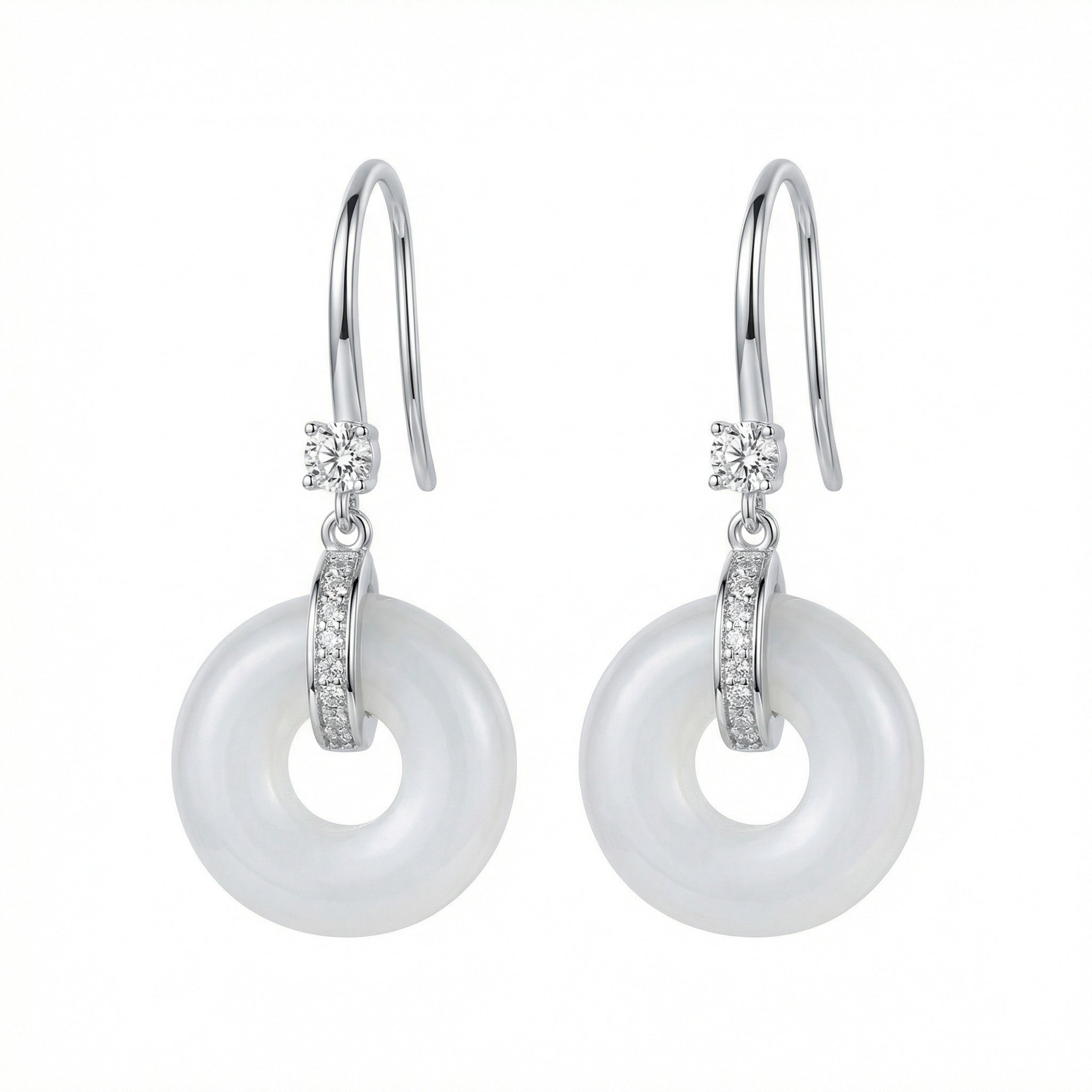 Boucles d'Oreilles Argent Pierre Ronde Polis