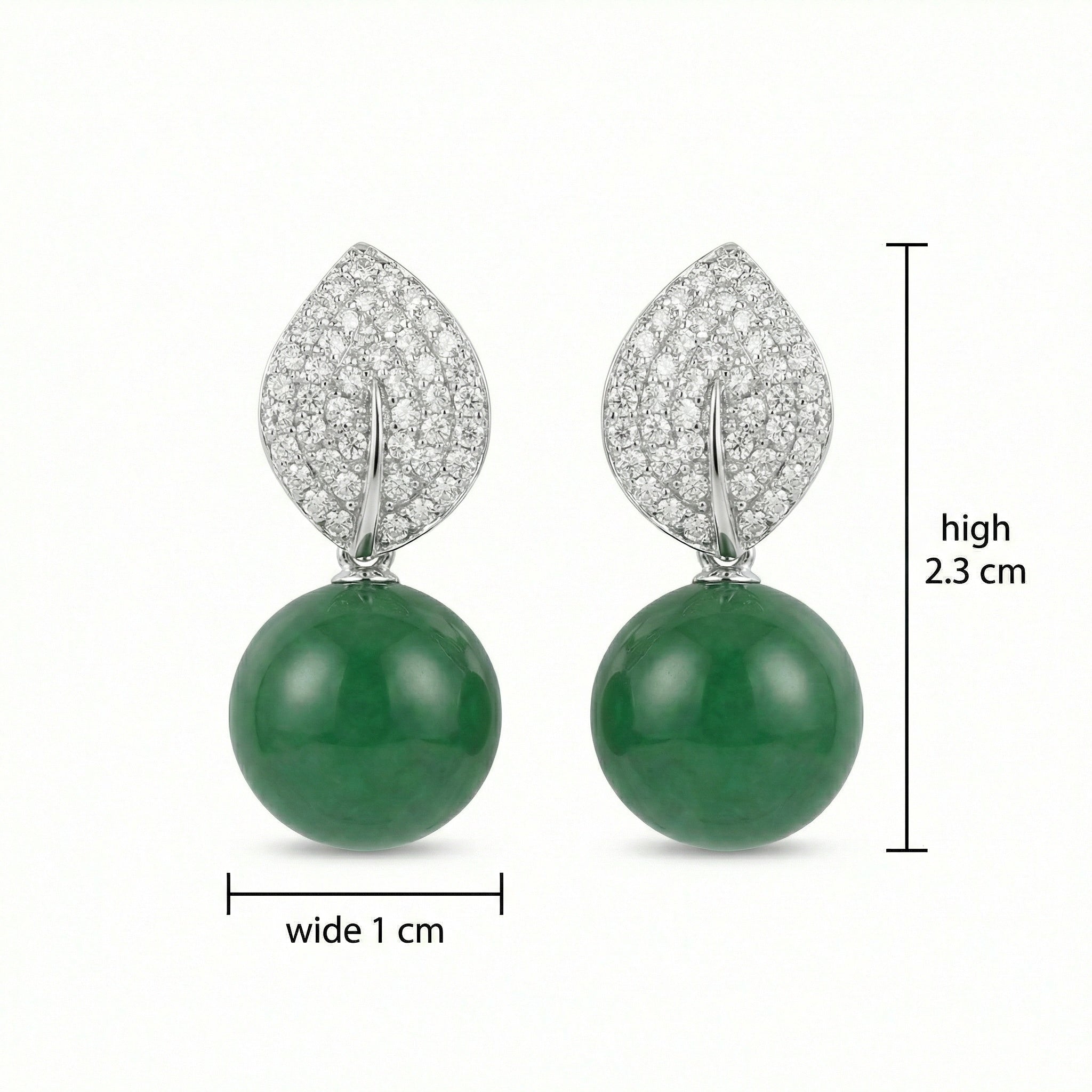 Boucles d'Oreilles Argent 925 Jade Diamant