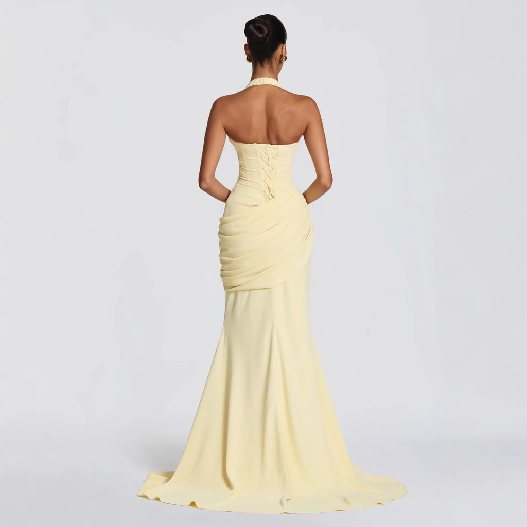 Robe Élégante Dos Nu à Taille Marquée