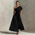 Robe Longue Asymétrique Nœud Taille