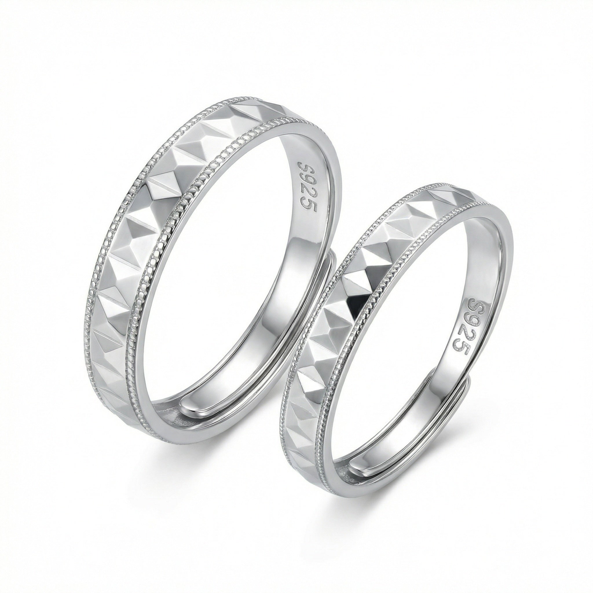 Bague Argent 925 Pyramide Ajustable