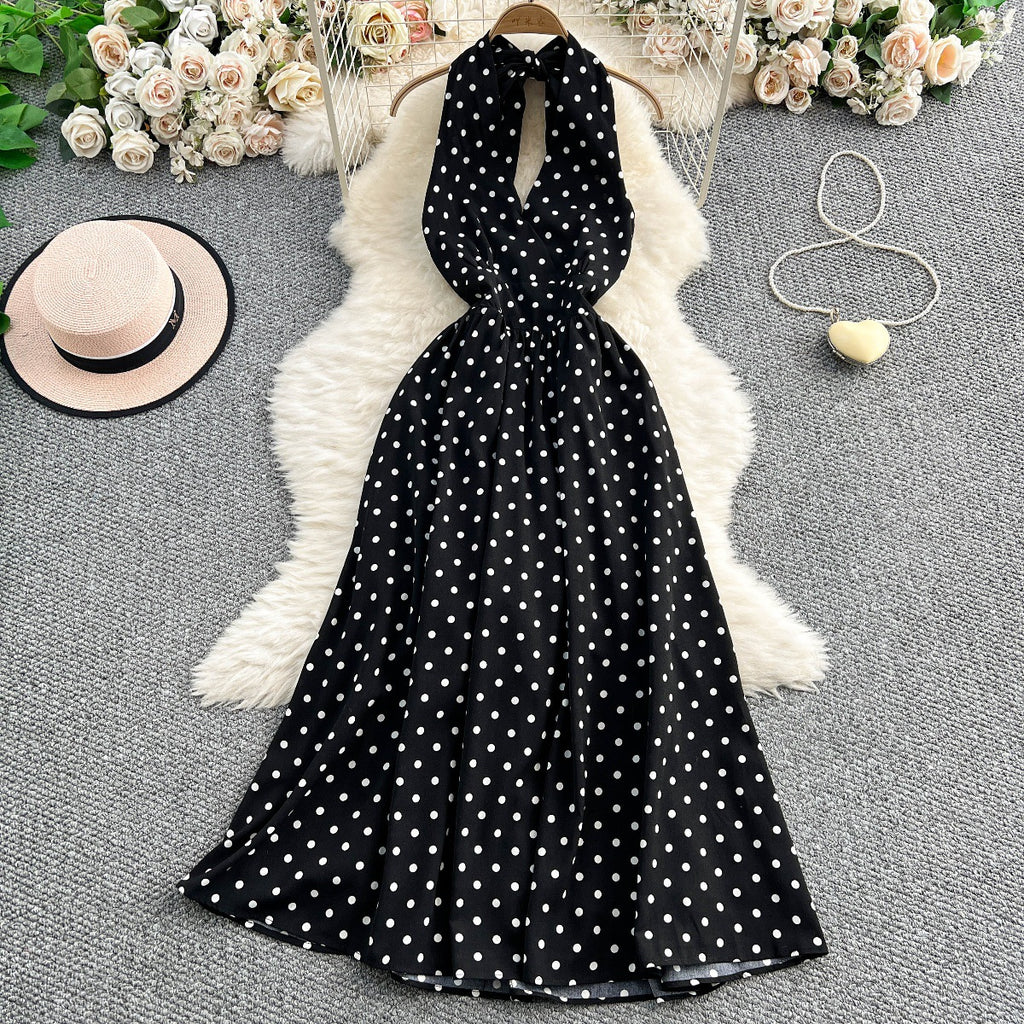Robe Halter Pois Chic Style Français