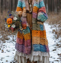 Robe-Cape à Capuche Imprimé Arc-en-Ciel Femme