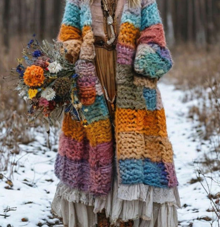 Robe-Cape à Capuche Imprimé Arc-en-Ciel Femme