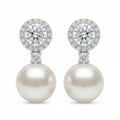 Boucles d'Oreilles Argent Diamant & Perle