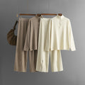 Ensemble Solid-color Tricotéted Turtleneck Zip-up Sweater Set