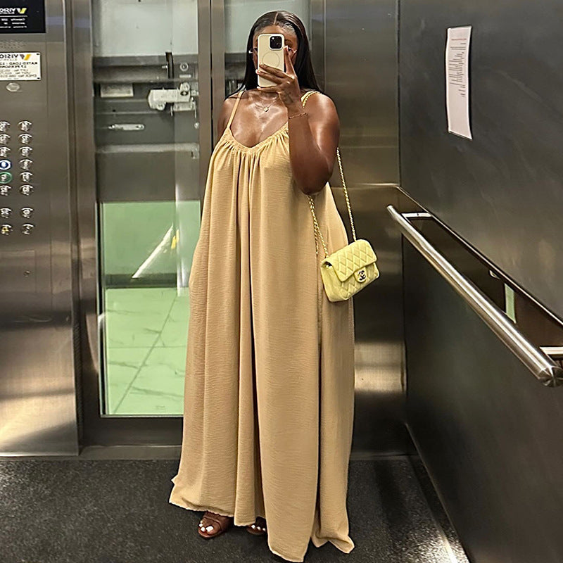 Robe Longue Fluide Décolleté V Unie