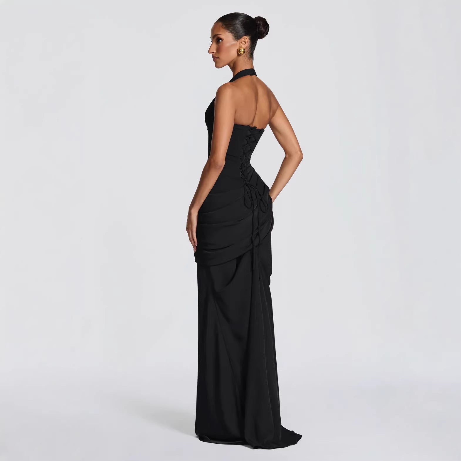 Robe Élégante Dos Nu à Taille Marquée